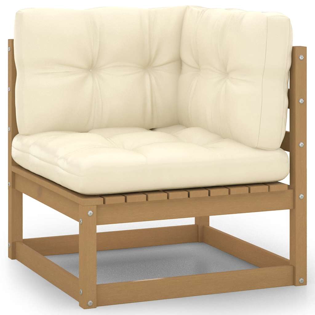 Garten-Ecksofa mit Grauen Kissen Massivholz Kiefer