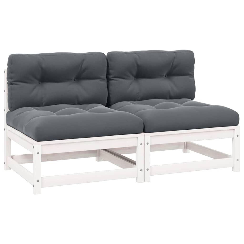 Garten-Ecksofa mit Grauen Kissen Massivholz Kiefer