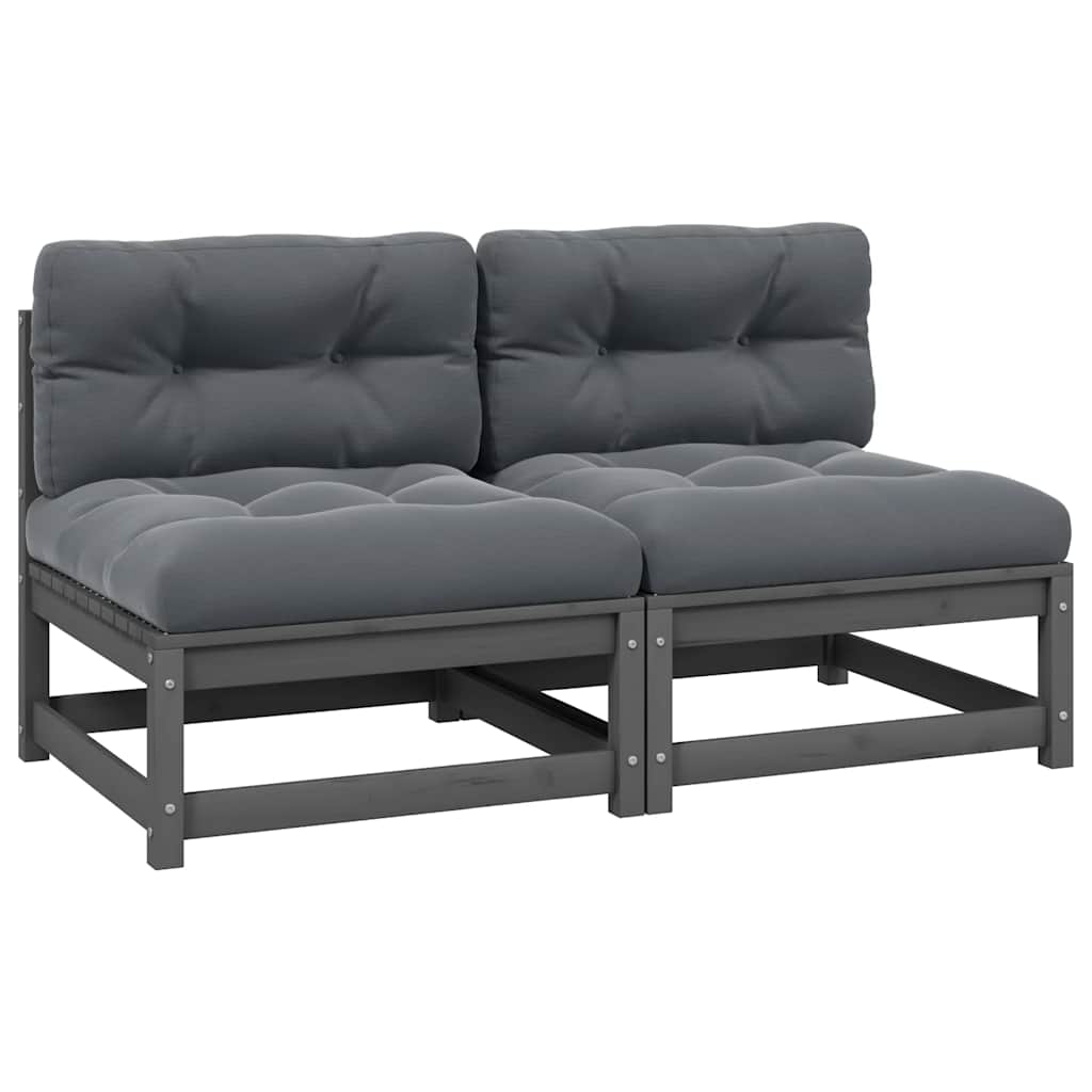 Garten-Ecksofa mit Grauen Kissen Massivholz Kiefer
