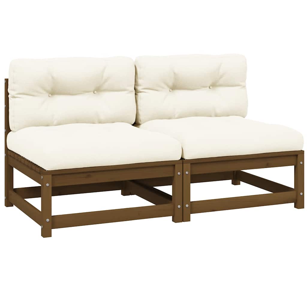Garten-Ecksofa mit Grauen Kissen Massivholz Kiefer