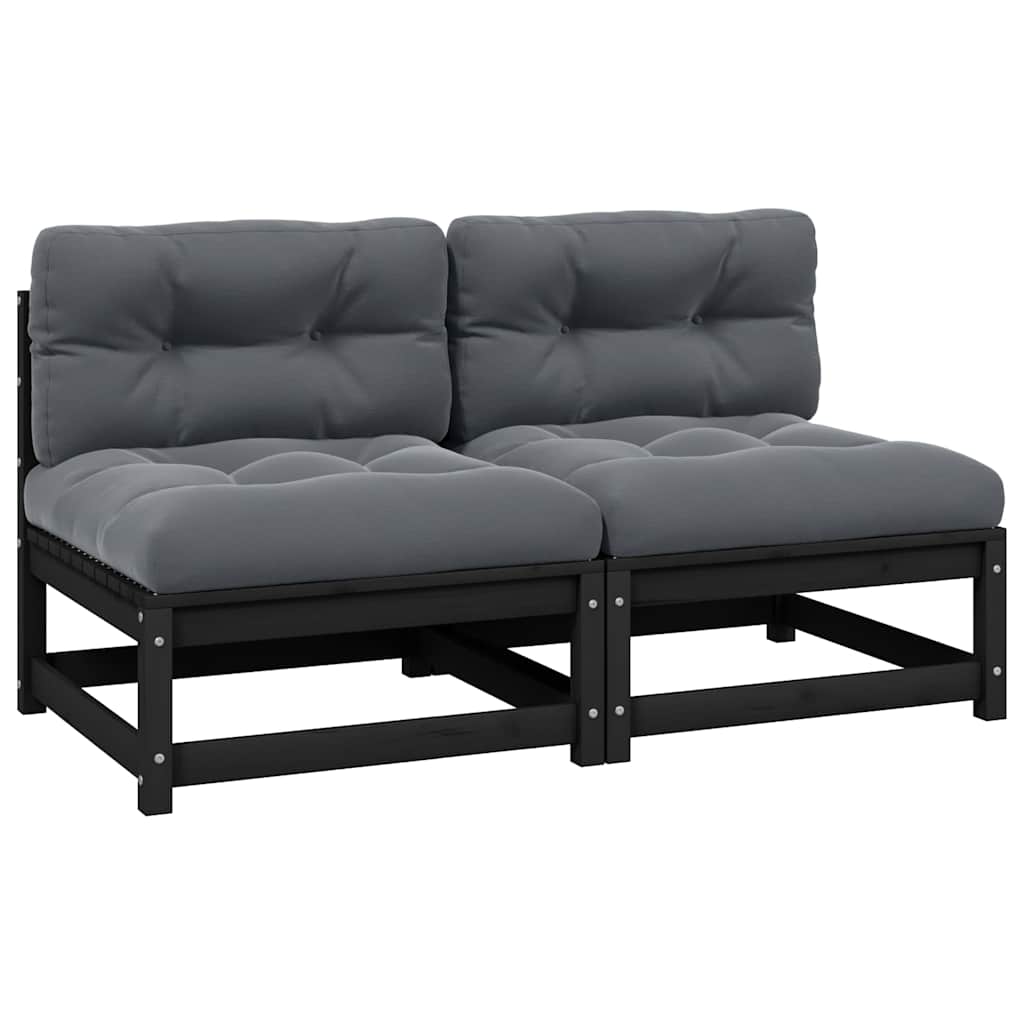 Garten-Ecksofa mit Grauen Kissen Massivholz Kiefer