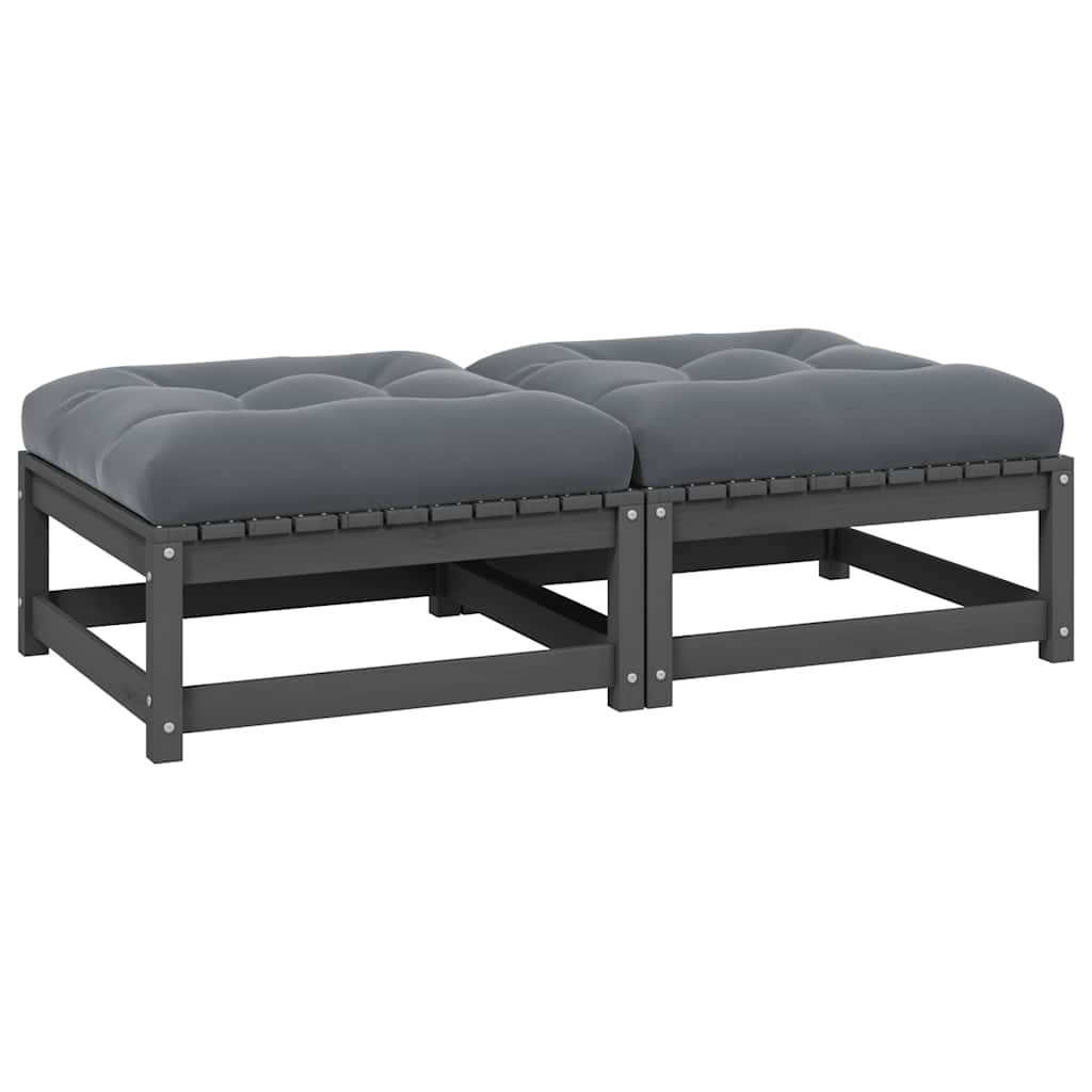 Garten-Ecksofa mit Grauen Kissen Massivholz Kiefer