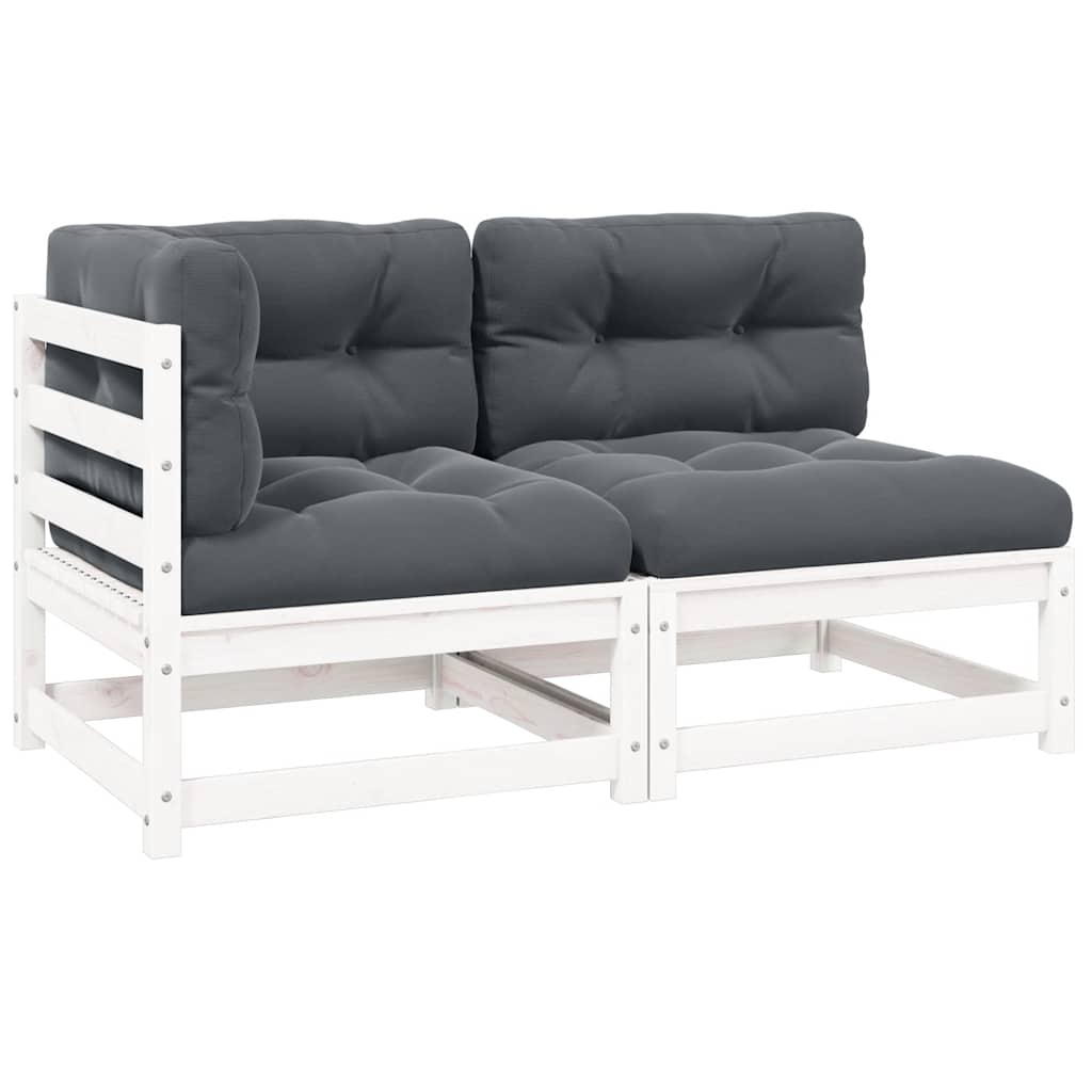 Garten-Ecksofa mit Grauen Kissen Massivholz Kiefer