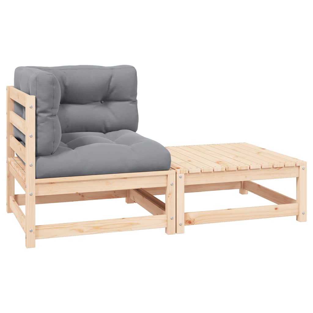 Garten-Ecksofa mit Grauen Kissen Massivholz Kiefer