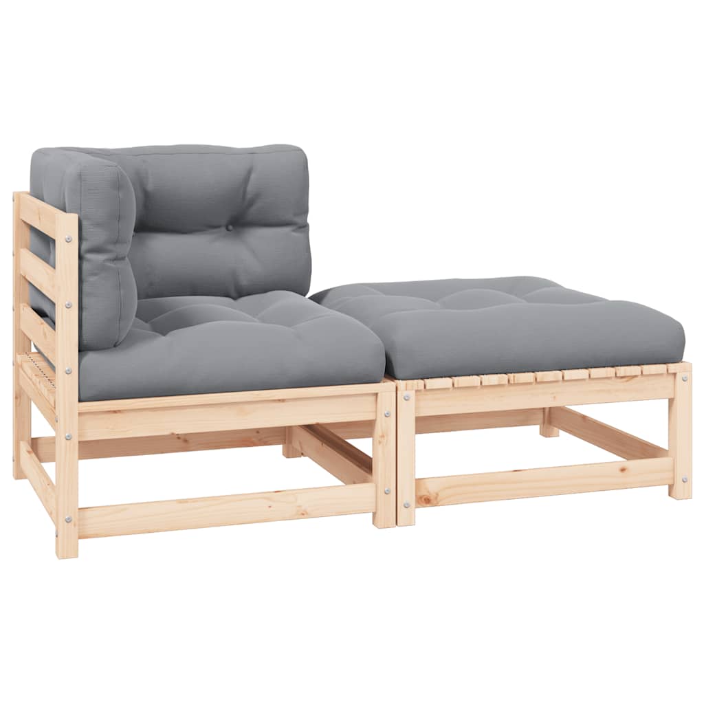 Garten-Ecksofa mit Grauen Kissen Massivholz Kiefer