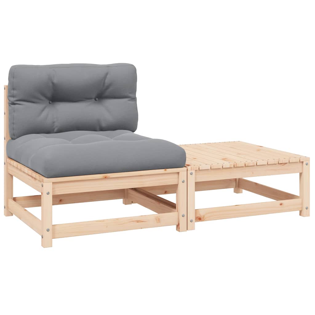 Garten-Ecksofa mit Grauen Kissen Massivholz Kiefer