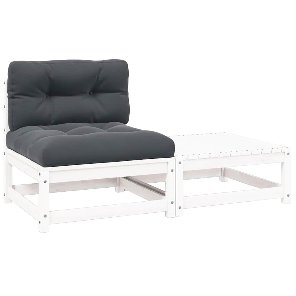 Garten-Ecksofa mit Grauen Kissen Massivholz Kiefer