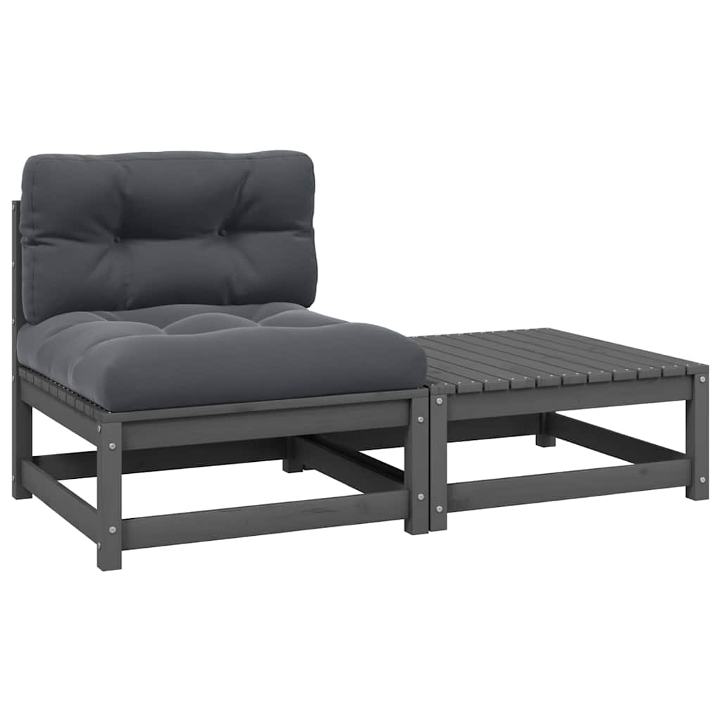 Garten-Ecksofa mit Grauen Kissen Massivholz Kiefer