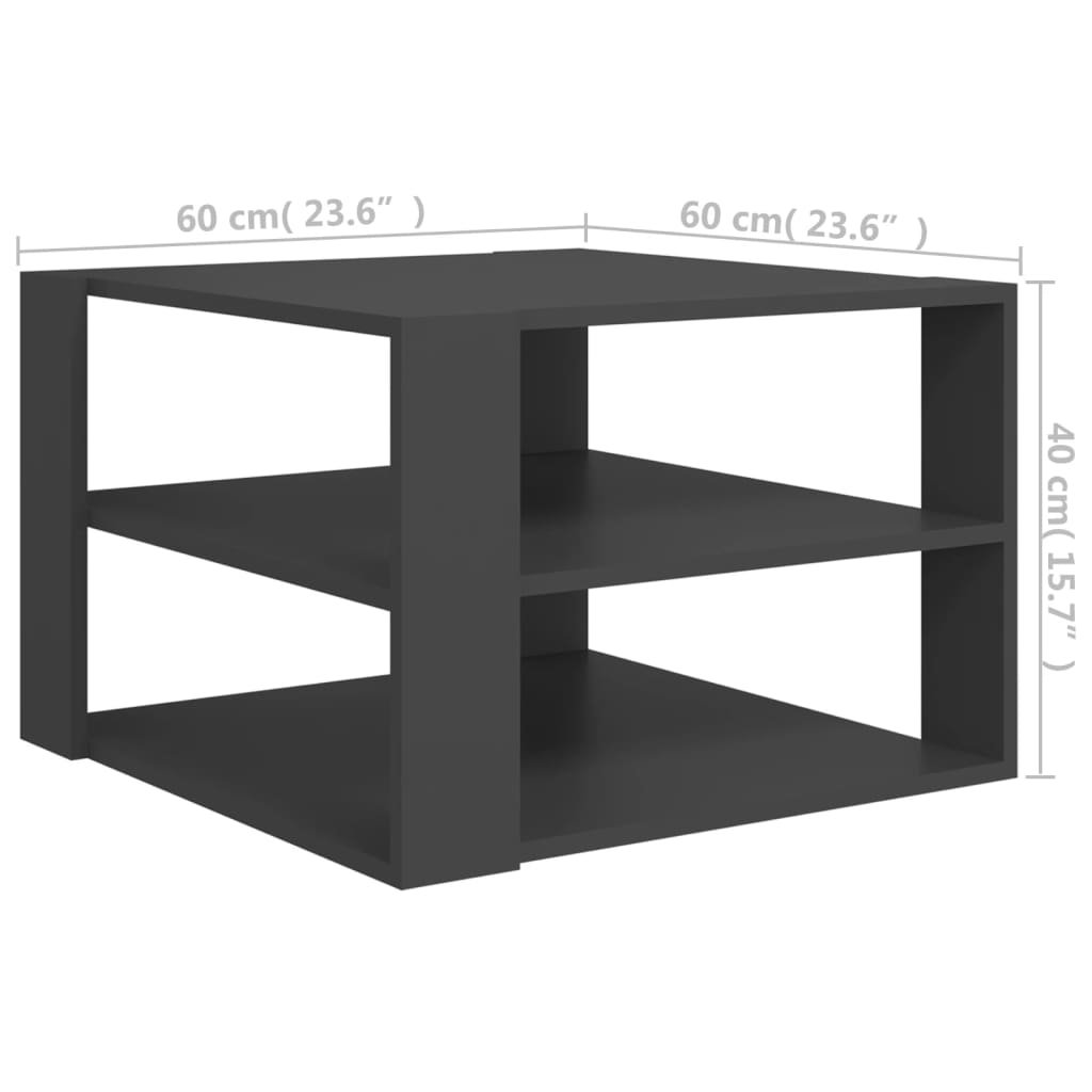 Couchtisch Grau 60x60x40 cm Holzwerkstoff