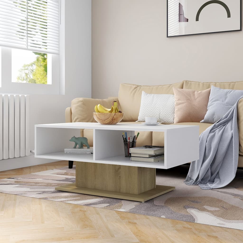 Couchtisch Weiß 103,5x50x44,5 cm Holzwerkstoff