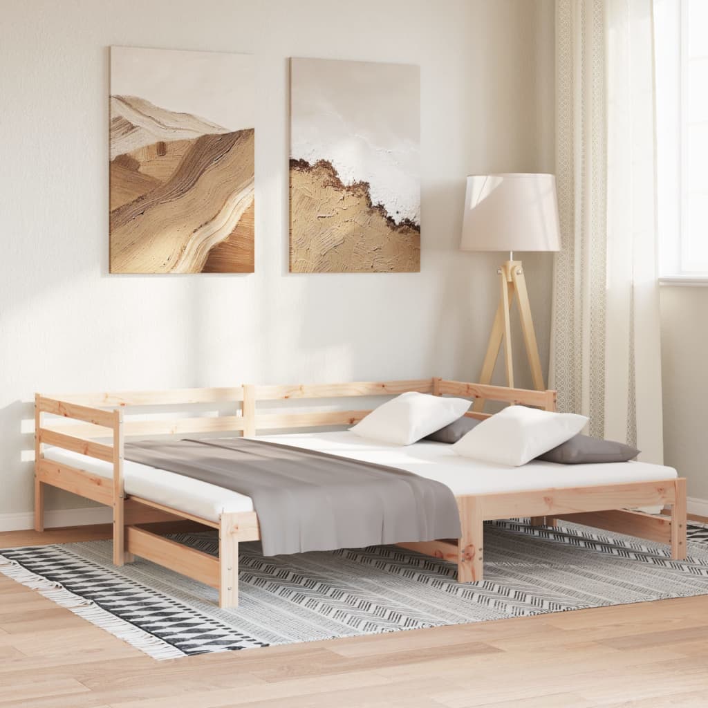 Tagesbett Ausziehbar Massivholz Kiefer 2x(90x200) cm