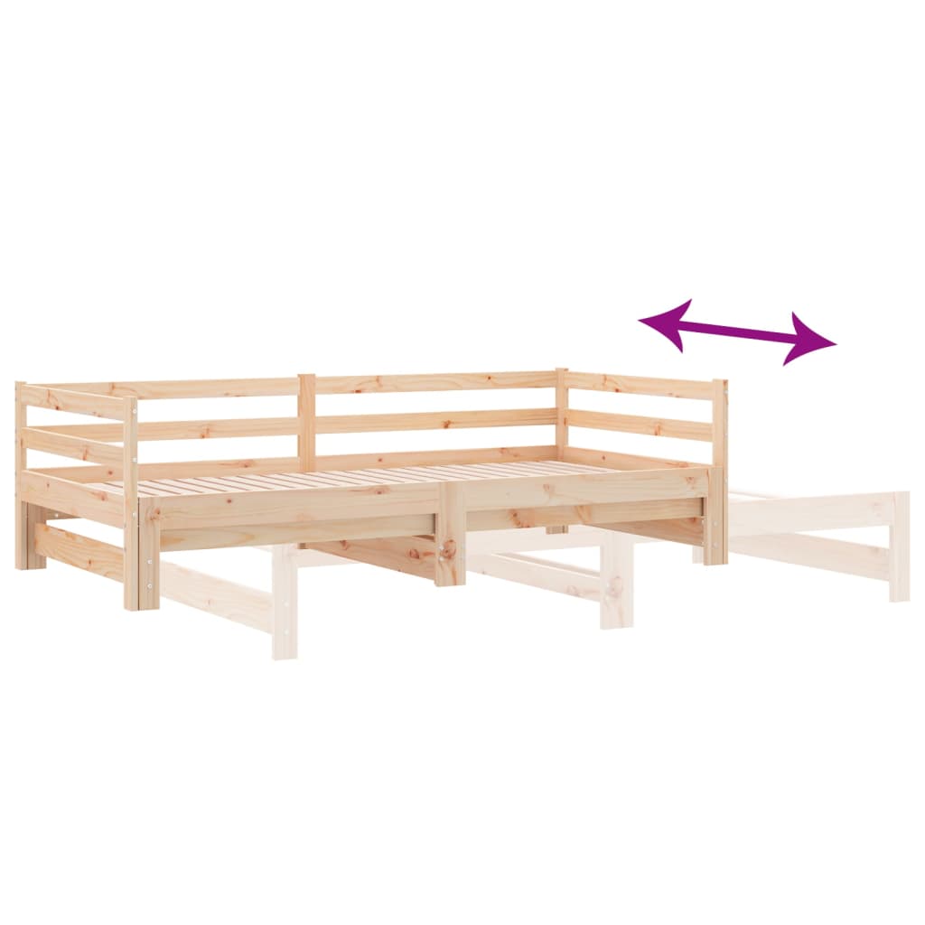 Tagesbett Ausziehbar Massivholz Kiefer 2x(90x200) cm