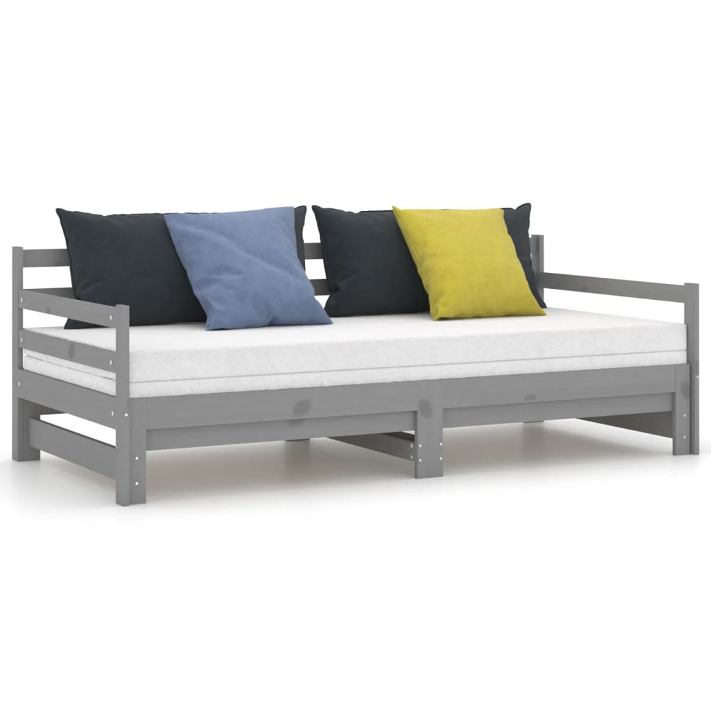 Tagesbett Ausziehbar Weiß Kiefer Massivholz 2x(90x200) cm
