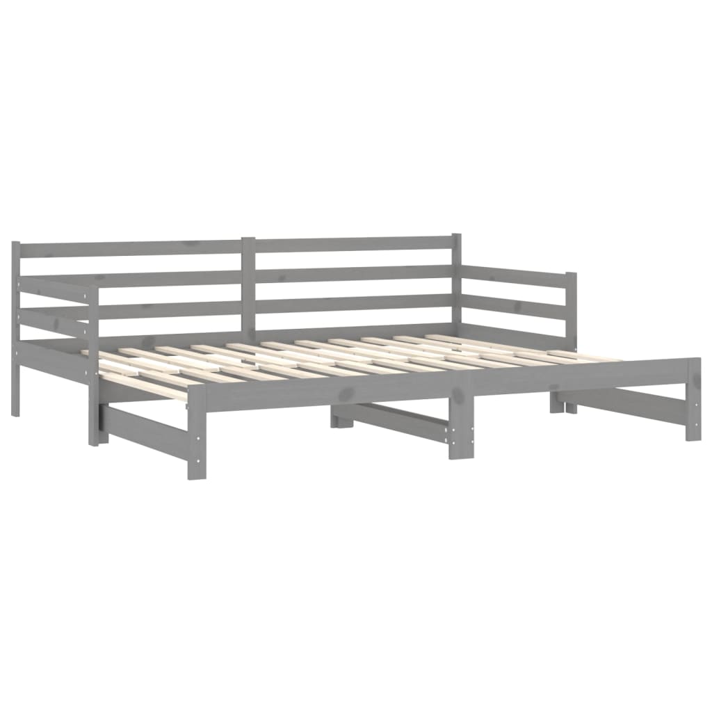 Tagesbett Ausziehbar Weiß Kiefer Massivholz 2x(90x200) cm