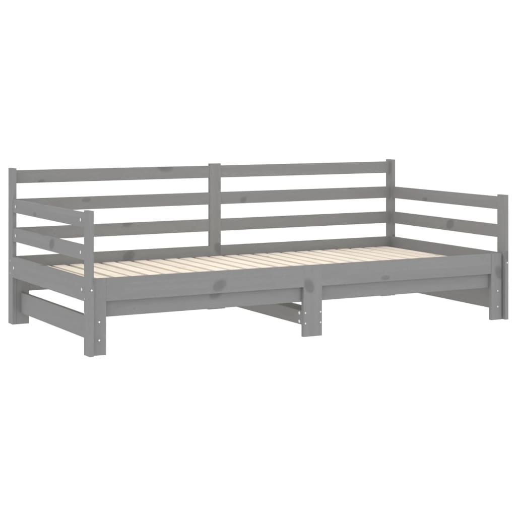 Tagesbett Ausziehbar Weiß Kiefer Massivholz 2x(90x200) cm