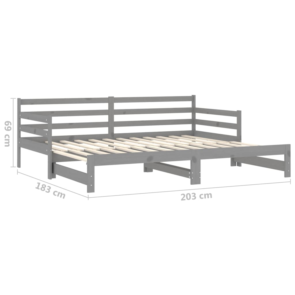Tagesbett Ausziehbar Weiß Kiefer Massivholz 2x(90x200) cm