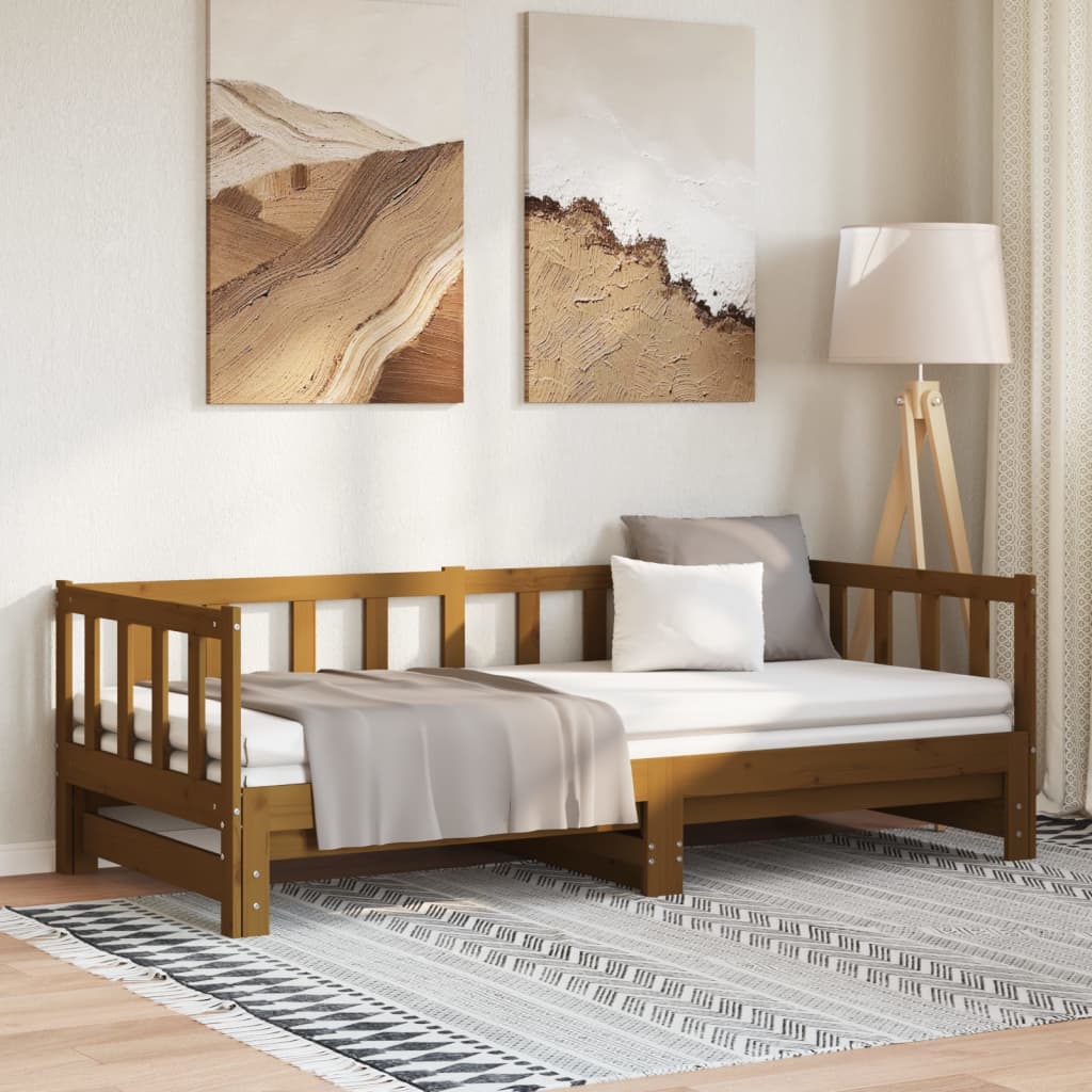 Tagesbett Ausziehbar Massivholz Kiefer 2x(90x200) cm