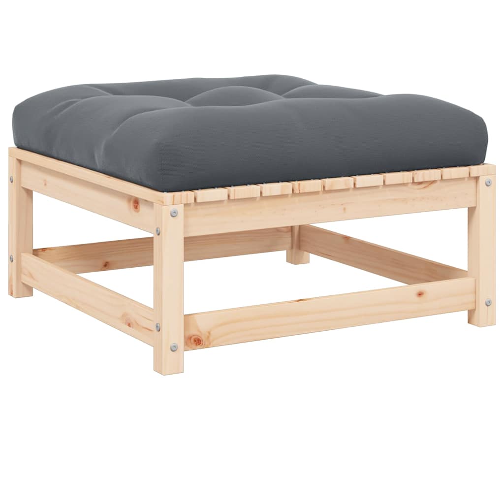 Garten-Ecksofa mit Grauen Kissen Massivholz Kiefer
