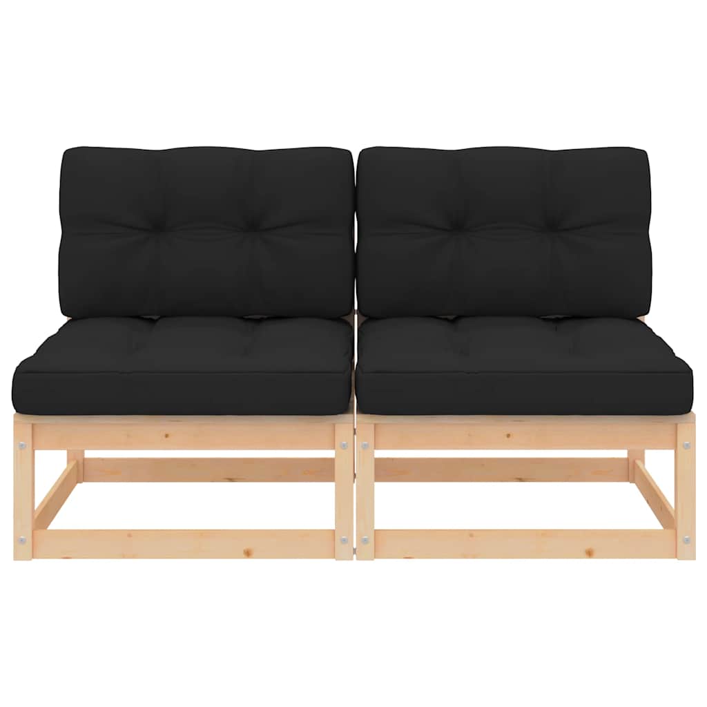 Garten-Ecksofa mit Grauen Kissen Massivholz Kiefer