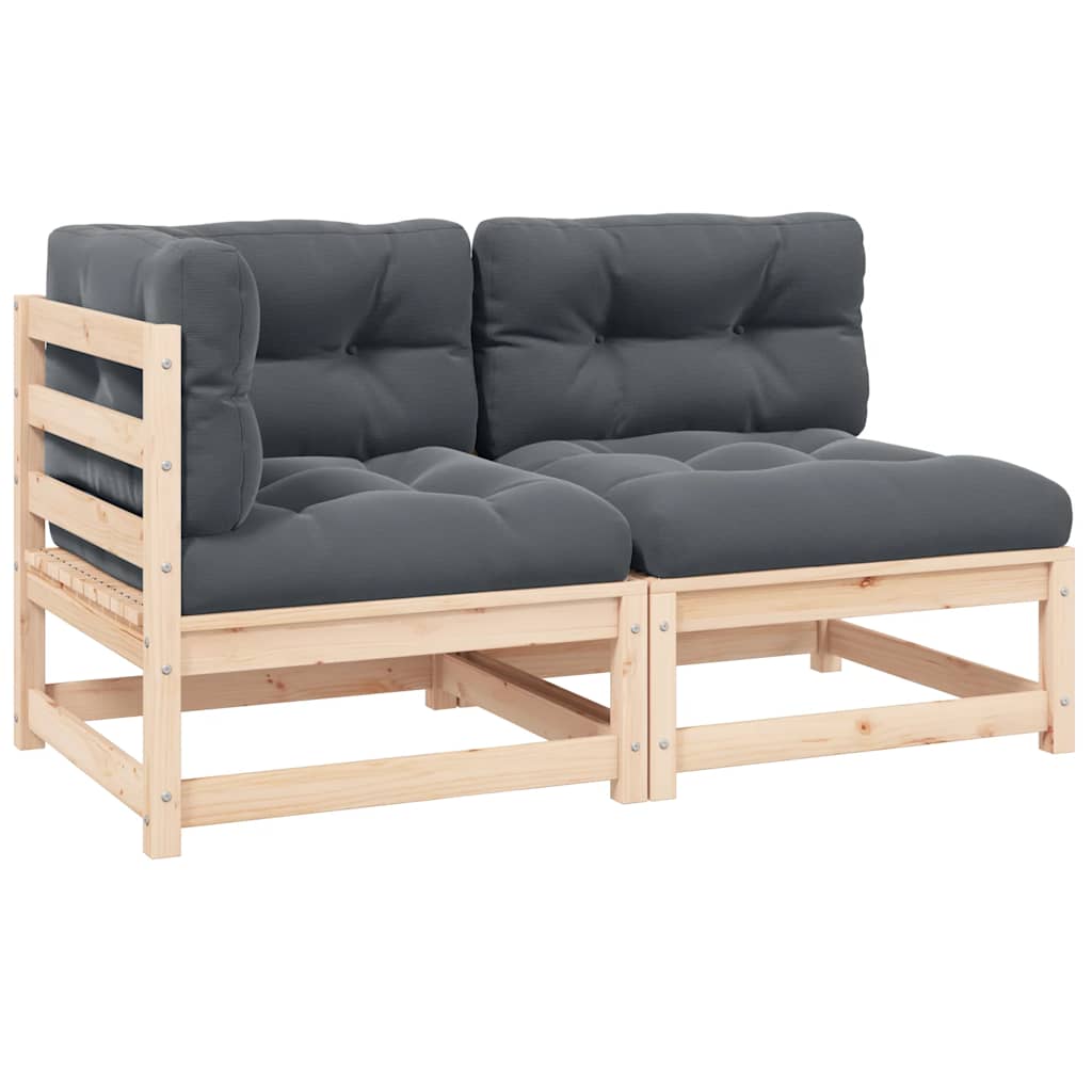 Garten-Ecksofa mit Grauen Kissen Massivholz Kiefer