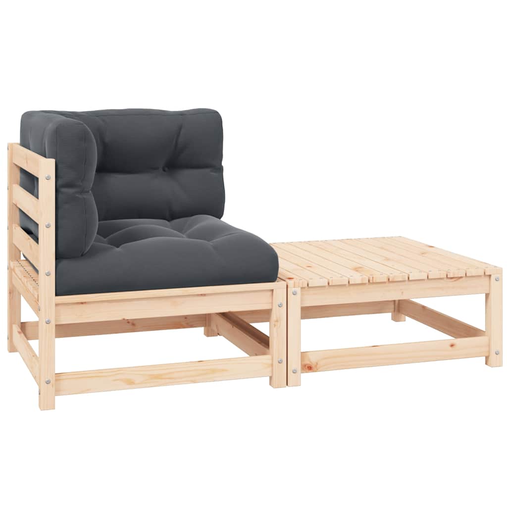 Garten-Ecksofa mit Grauen Kissen Massivholz Kiefer
