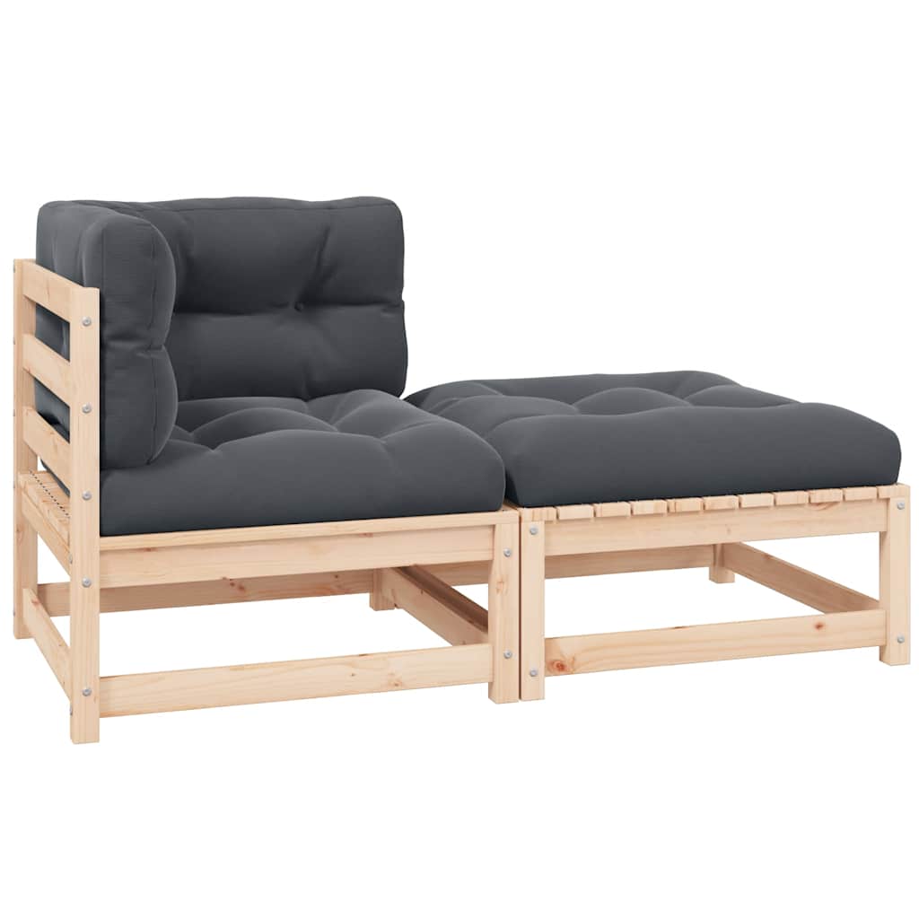 Garten-Ecksofa mit Grauen Kissen Massivholz Kiefer