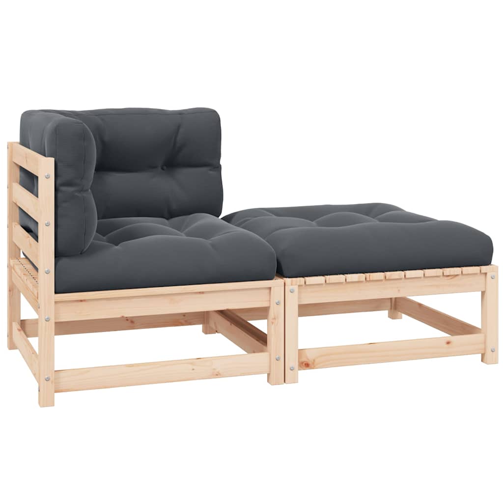 Garten-Ecksofa mit Grauen Kissen Massivholz Kiefer