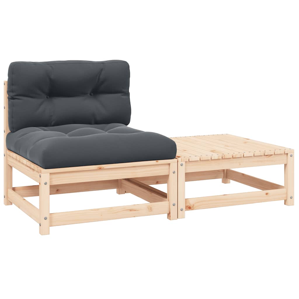 Garten-Ecksofa mit Grauen Kissen Massivholz Kiefer