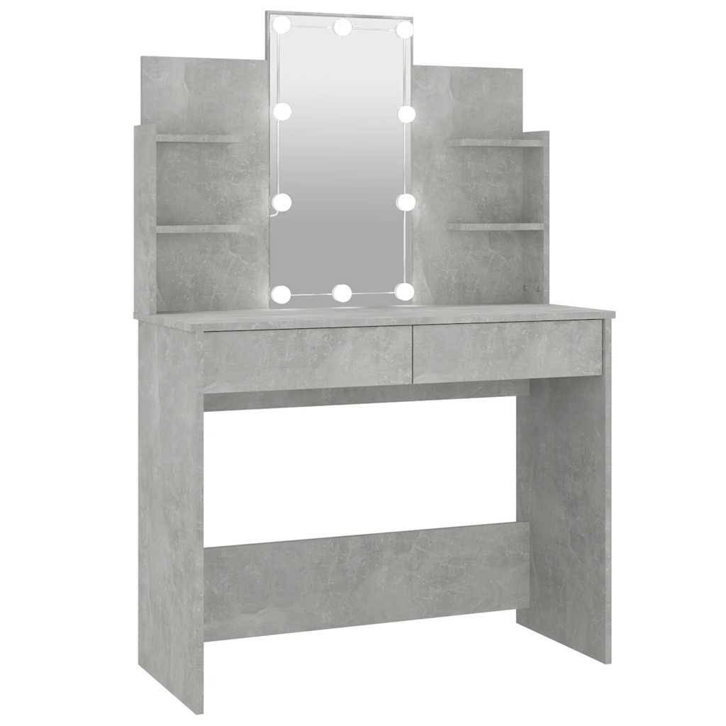 Schminktisch mit LED Betongrau 96x40x142 cm
