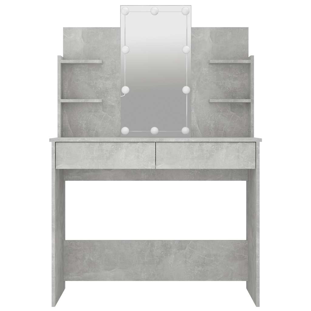 Schminktisch mit LED Betongrau 96x40x142 cm