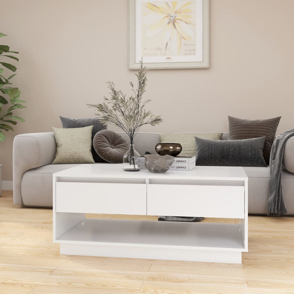Couchtisch Weiß 102,5x55x44 cm Holzwerkstoff