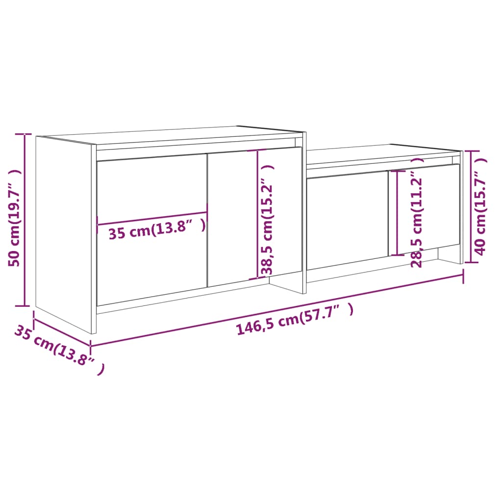 TV-Schrank Weiß 146,5x35x50 cm Holzwerkstoff