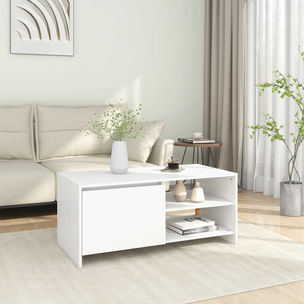 Couchtisch Weiß 102x50x45 cm Holzwerkstoff