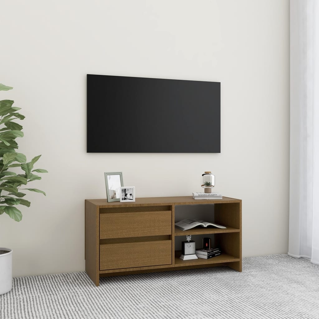 TV-Schrank Weiß 80x31x39 cm Massivholz Kiefer