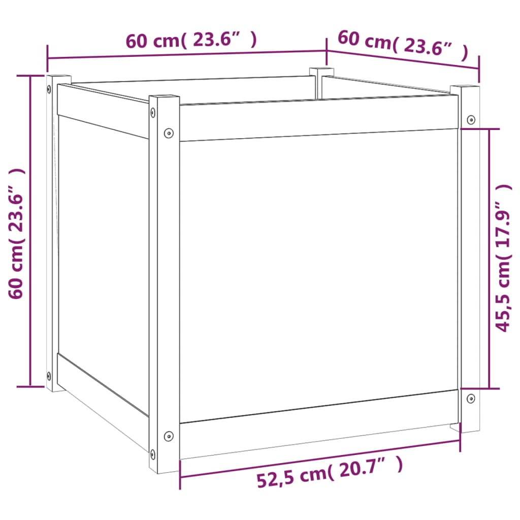 Pflanzkübel 2 Stk. 60x60x60 cm Massivholz Kiefer