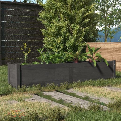 Garten-Hochbeet Grau 150x31x31 cm Massivholz Kiefer