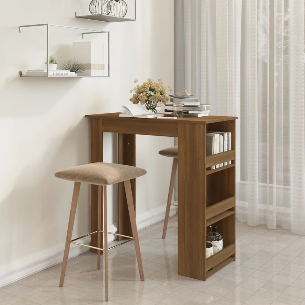 Bartisch mit Ablagefläche Weiß 102x50x103,5 cm Holzwerkstoff