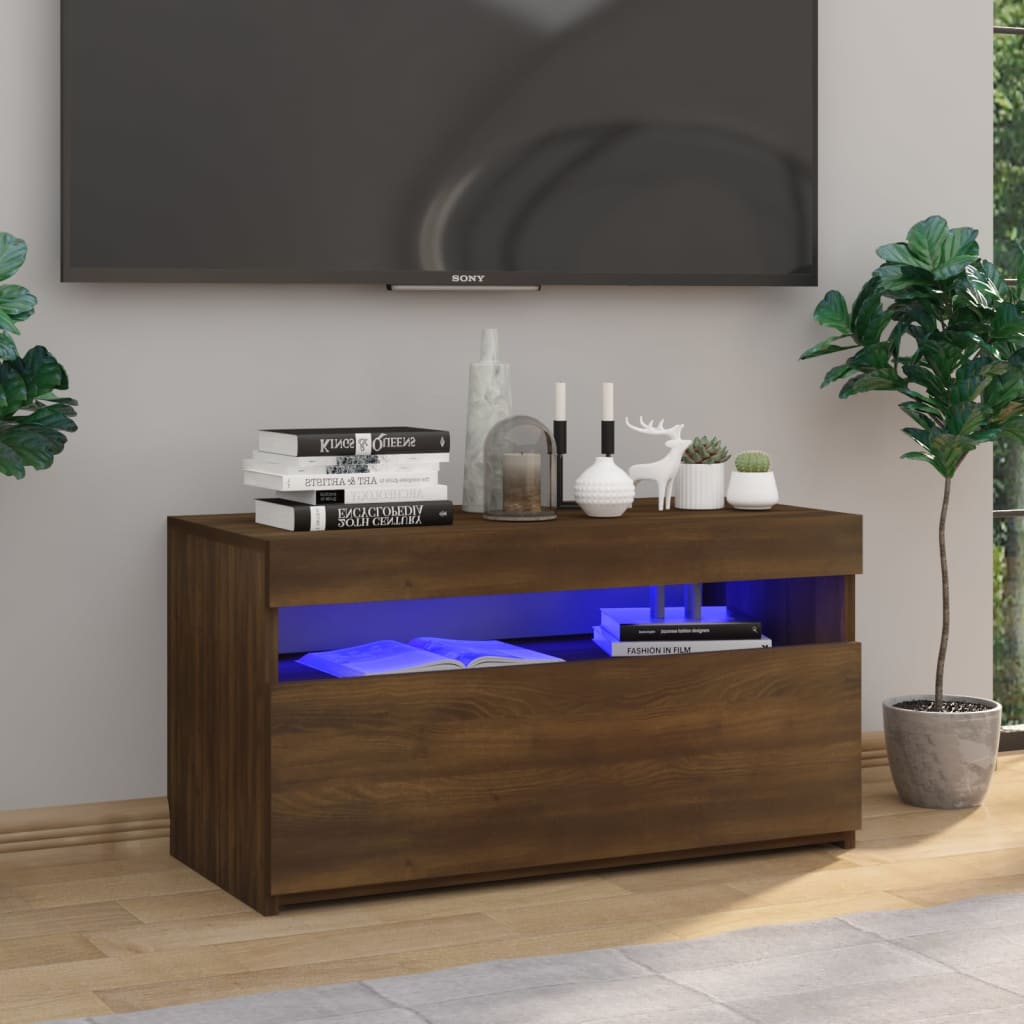 TV-Schrank mit LED-Leuchten Weiß 120x35x40 cm