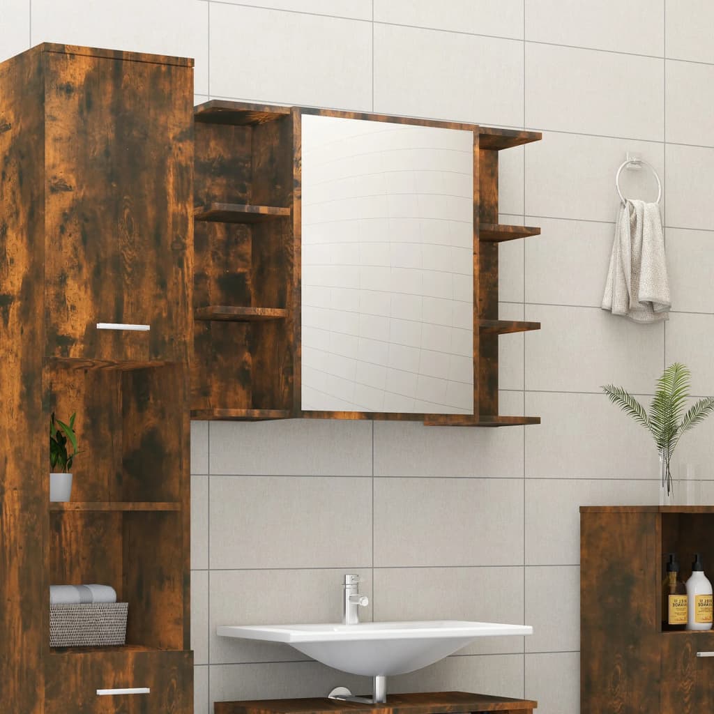 Bad-Spiegelschrank Weiß 80x20,5x64 cm Holzwerkstoff
