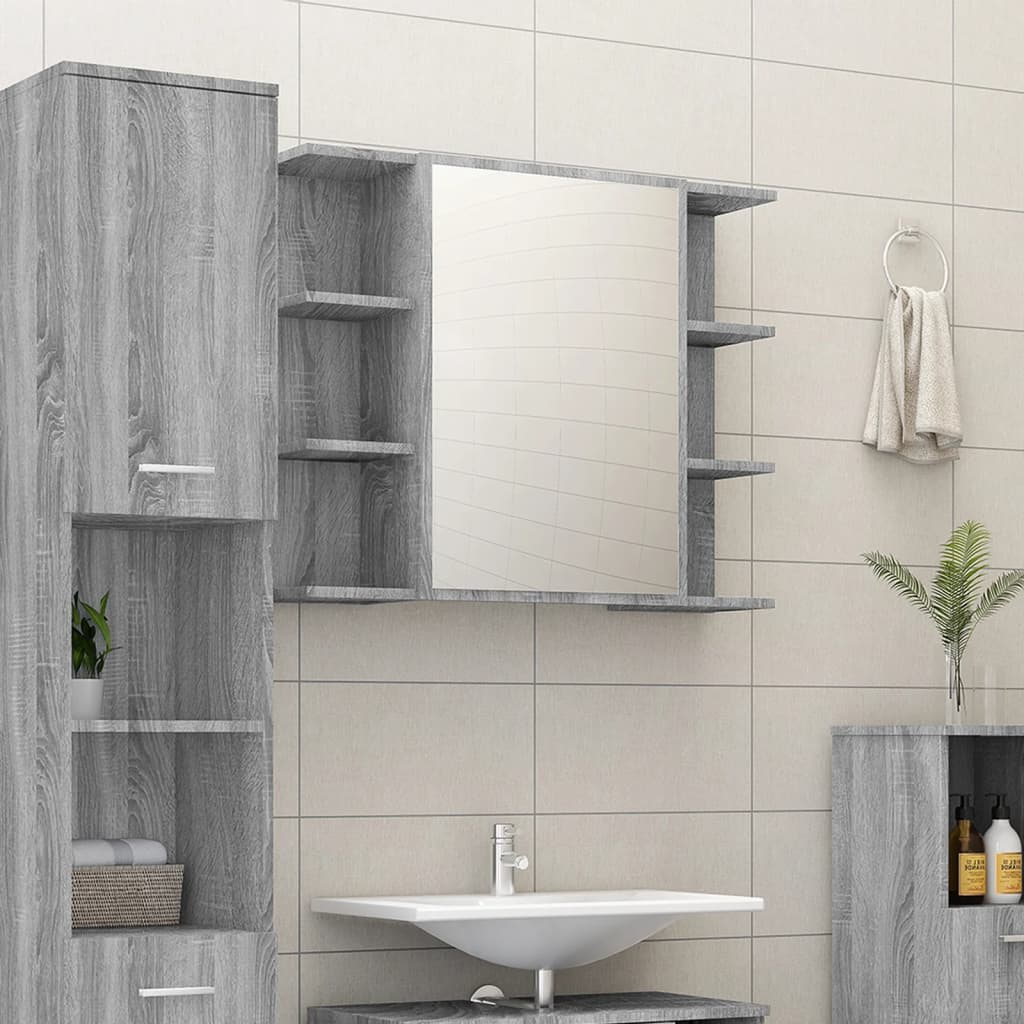 Bad-Spiegelschrank Weiß 80x20,5x64 cm Holzwerkstoff