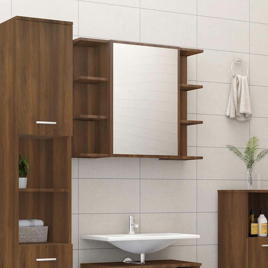 Bad-Spiegelschrank Weiß 80x20,5x64 cm Holzwerkstoff