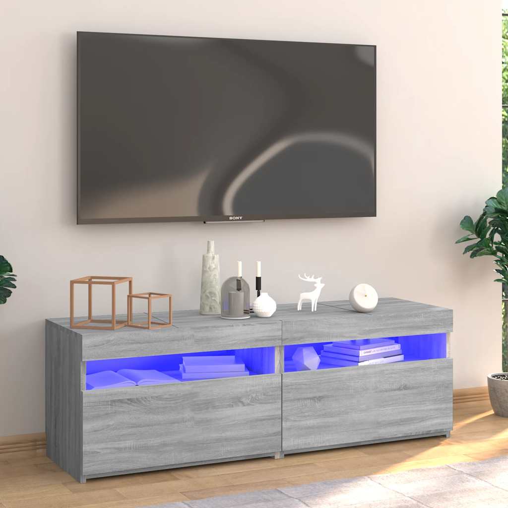 TV-Schrank mit LED-Leuchten Weiß 120x35x40 cm