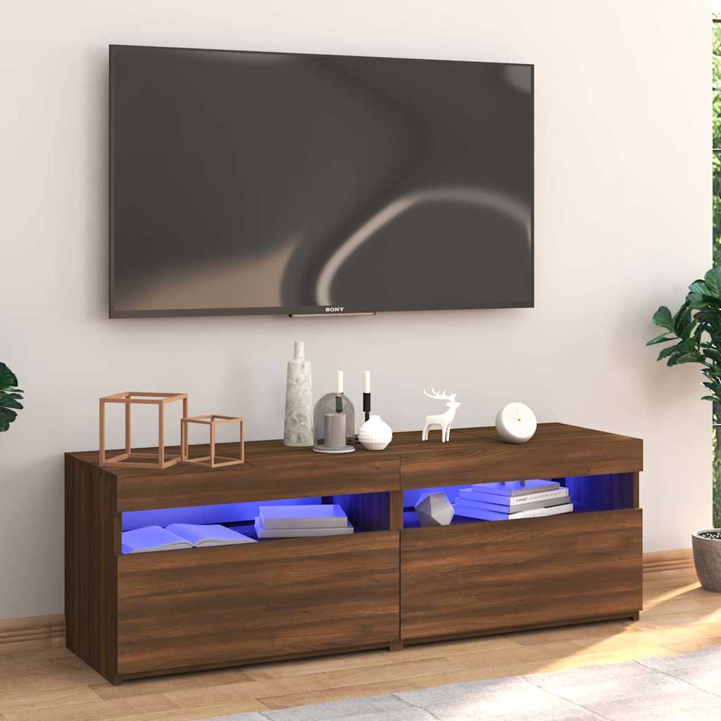 TV-Schrank mit LED-Leuchten Weiß 120x35x40 cm