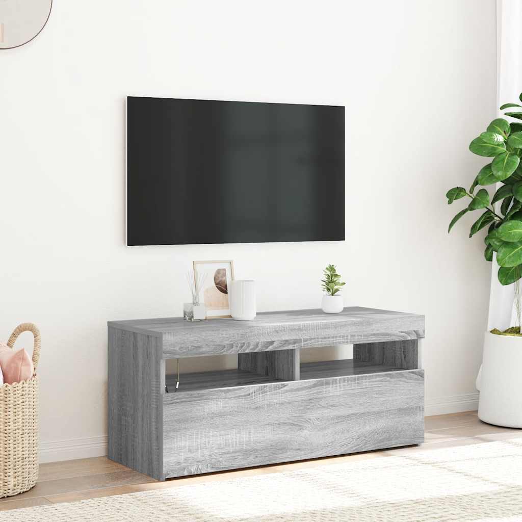 TV-Schrank mit LED-Leuchten Weiß 120x35x40 cm
