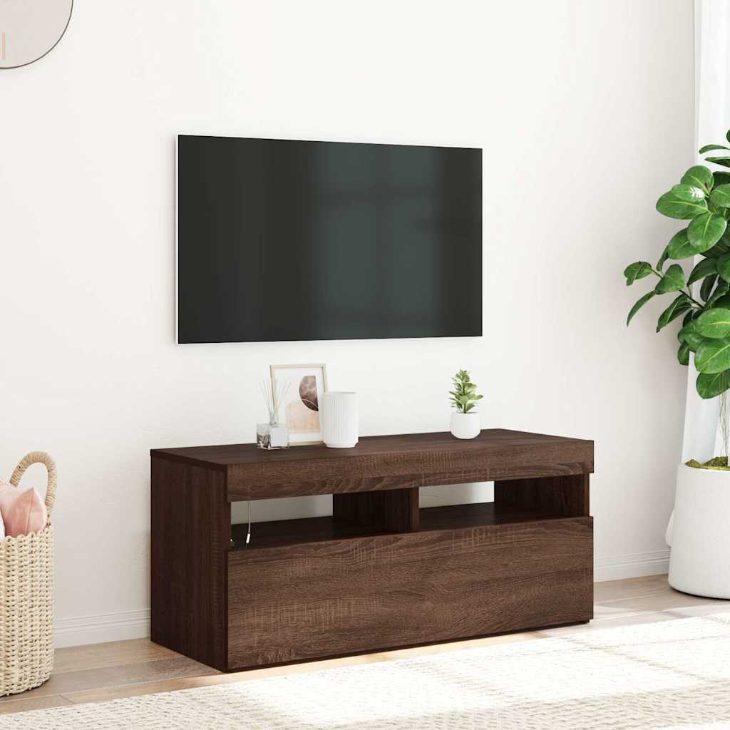 TV-Schrank mit LED-Leuchten Weiß 120x35x40 cm