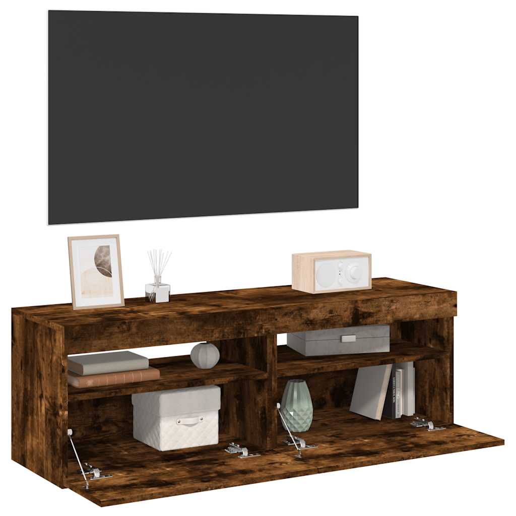 TV-Schrank mit LED-Leuchten Weiß 120x35x40 cm