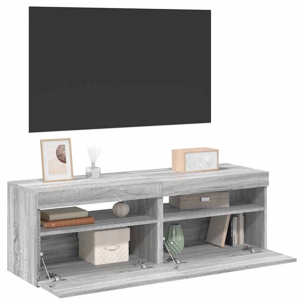 TV-Schrank mit LED-Leuchten Weiß 120x35x40 cm