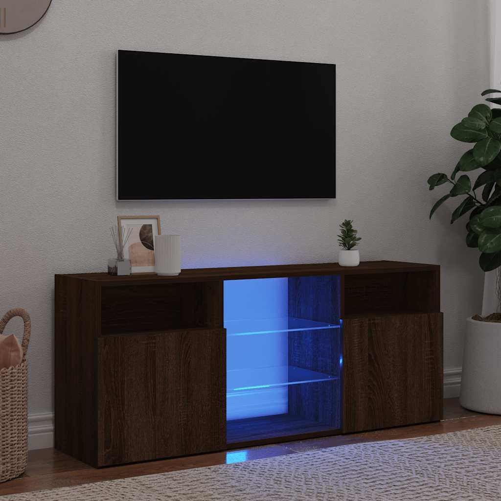 TV-Schrank mit LED-Leuchten Weiß 120x30x50 cm