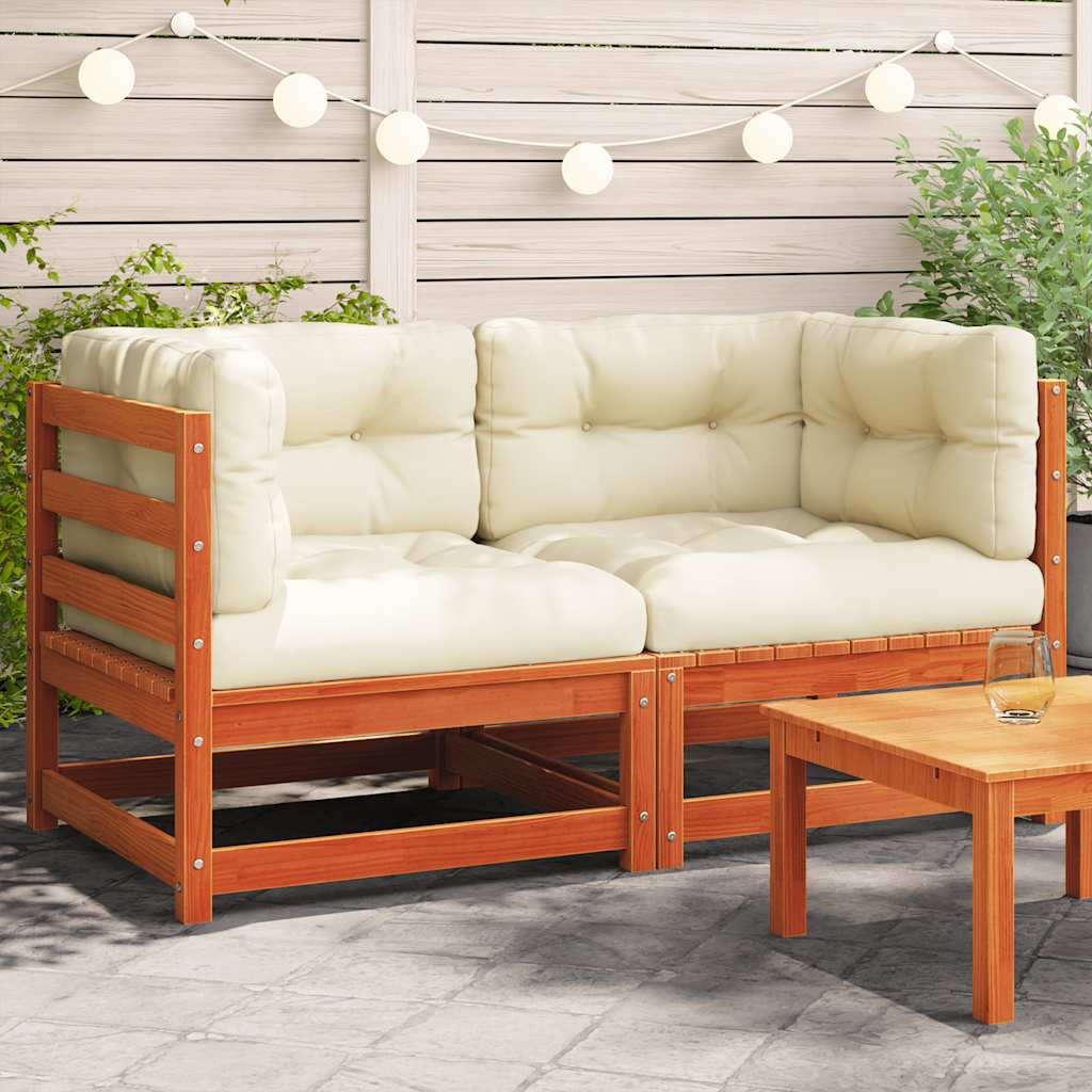Gartensofa 2-Sitzer mit Kissen Kiefer Massivholz