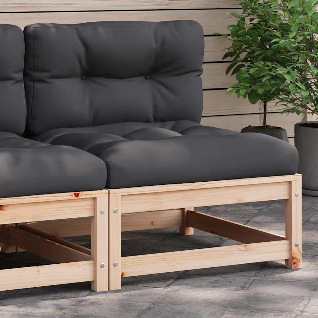 Garten-Mittelsofa mit Anthrazit Kissen Weiß Massivholz Kiefer